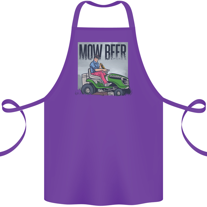 Mow Beer Funny Lawnmower Alcohol Gardening Cotton Apron 100% Organic Purple