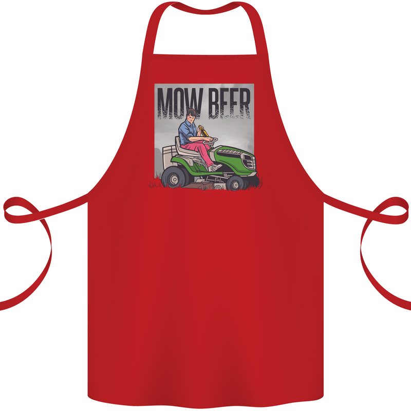 Mow Beer Funny Lawnmower Alcohol Gardening Cotton Apron 100% Organic Red