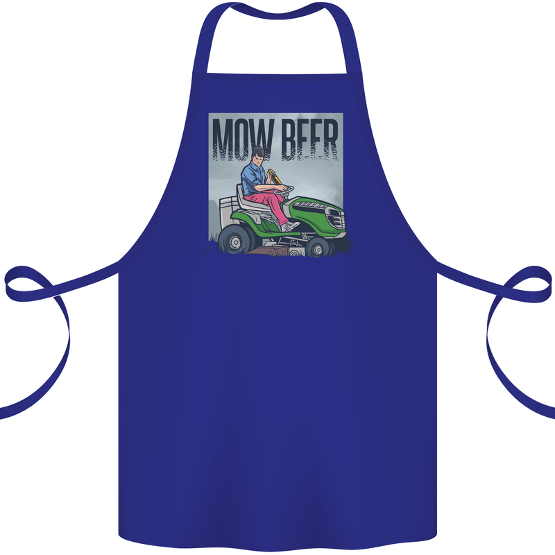 Mow Beer Funny Lawnmower Alcohol Gardening Cotton Apron 100% Organic Royal Blue