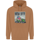 Mow Beer Funny Lawnmower Alcohol Gardening Mens 80% Cotton Hoodie Caramel Latte