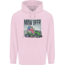 Mow Beer Funny Lawnmower Alcohol Gardening Mens 80% Cotton Hoodie Light Pink
