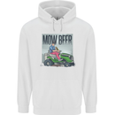 Mow Beer Funny Lawnmower Alcohol Gardening Mens 80% Cotton Hoodie White