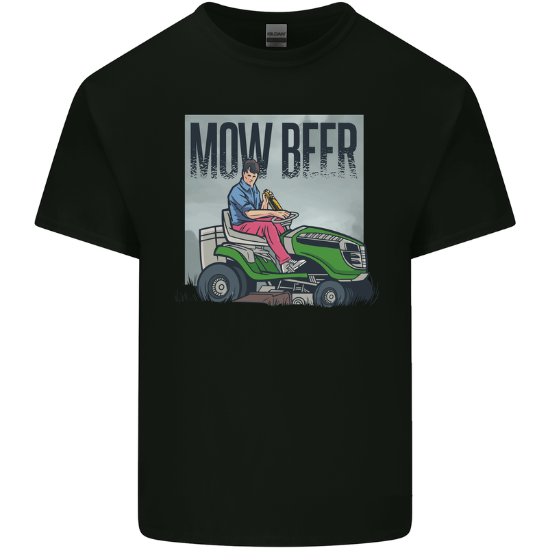 Mow Beer Funny Lawnmower Alcohol Gardening Mens Cotton T-Shirt Tee Top Black