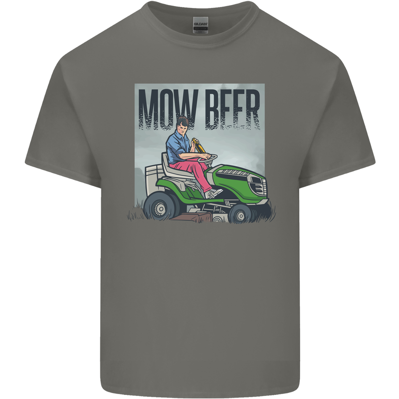 Mow Beer Funny Lawnmower Alcohol Gardening Mens Cotton T-Shirt Tee Top Charcoal