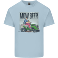 Mow Beer Funny Lawnmower Alcohol Gardening Mens Cotton T-Shirt Tee Top Light Blue