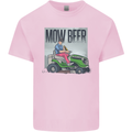 Mow Beer Funny Lawnmower Alcohol Gardening Mens Cotton T-Shirt Tee Top Light Pink