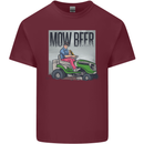 Mow Beer Funny Lawnmower Alcohol Gardening Mens Cotton T-Shirt Tee Top Maroon