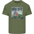 Mow Beer Funny Lawnmower Alcohol Gardening Mens Cotton T-Shirt Tee Top Military Green