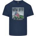 Mow Beer Funny Lawnmower Alcohol Gardening Mens Cotton T-Shirt Tee Top Navy Blue