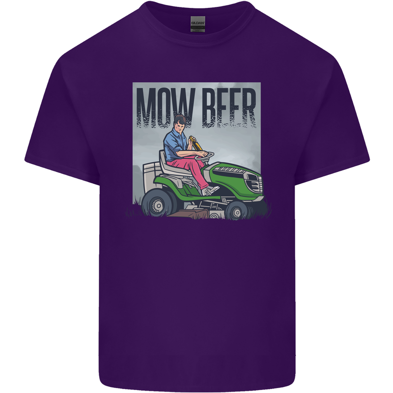 Mow Beer Funny Lawnmower Alcohol Gardening Mens Cotton T-Shirt Tee Top Purple