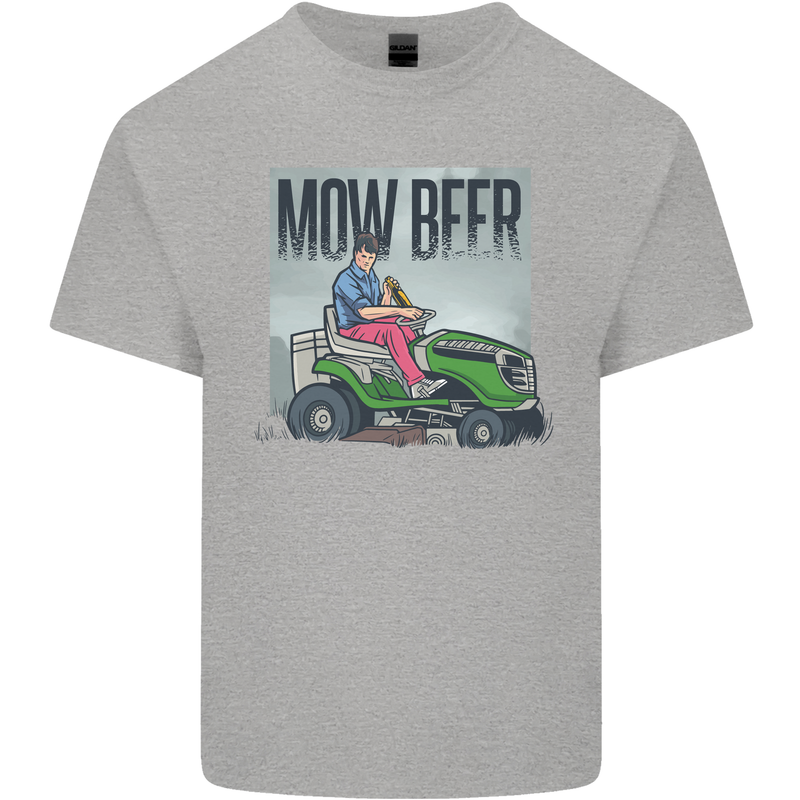 Mow Beer Funny Lawnmower Alcohol Gardening Mens Cotton T-Shirt Tee Top Sports Grey