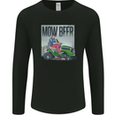 Mow Beer Funny Lawnmower Alcohol Gardening Mens Long Sleeve T-Shirt Black