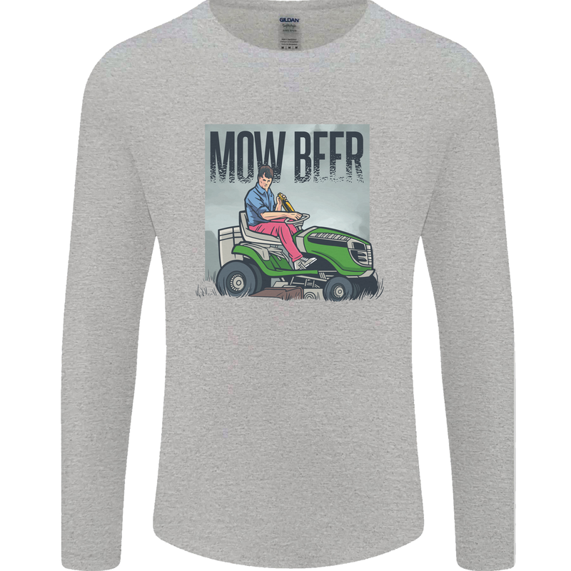 Mow Beer Funny Lawnmower Alcohol Gardening Mens Long Sleeve T-Shirt Sports Grey