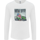 Mow Beer Funny Lawnmower Alcohol Gardening Mens Long Sleeve T-Shirt White