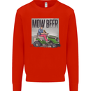 Mow Beer Funny Lawnmower Alcohol Gardening Mens Sweatshirt Jumper Bright Red