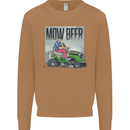 Mow Beer Funny Lawnmower Alcohol Gardening Mens Sweatshirt Jumper Caramel Latte