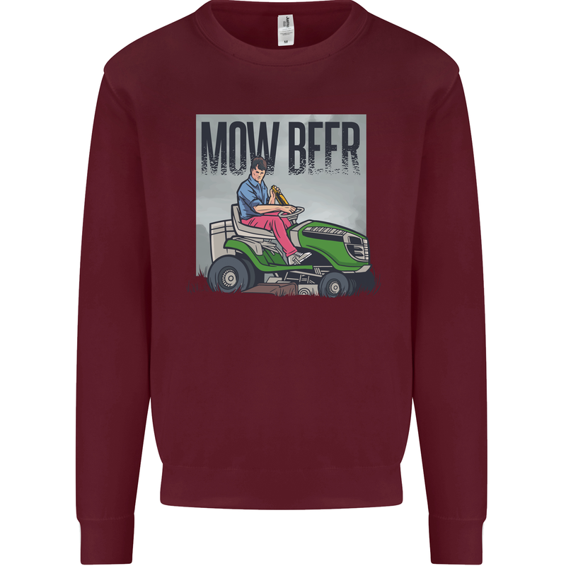 Mow Beer Funny Lawnmower Alcohol Gardening Mens Sweatshirt Jumper Maroon