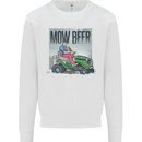 Mow Beer Funny Lawnmower Alcohol Gardening Mens Sweatshirt Jumper White