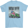 Mow Beer Funny Lawnmower Alcohol Gardening Mens T-Shirt 100% Cotton Light Blue