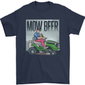 Mow Beer Funny Lawnmower Alcohol Gardening Mens T-Shirt 100% Cotton Navy Blue
