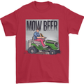 Mow Beer Funny Lawnmower Alcohol Gardening Mens T-Shirt 100% Cotton Red