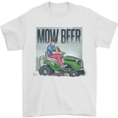 Mow Beer Funny Lawnmower Alcohol Gardening Mens T-Shirt 100% Cotton White