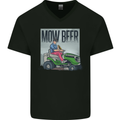 Mow Beer Funny Lawnmower Alcohol Gardening Mens V-Neck Cotton T-Shirt Black