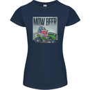 Mow Beer Funny Lawnmower Alcohol Gardening Womens Petite Cut T-Shirt Navy Blue