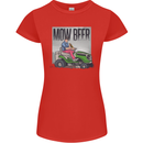 Mow Beer Funny Lawnmower Alcohol Gardening Womens Petite Cut T-Shirt Red