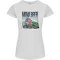 Mow Beer Funny Lawnmower Alcohol Gardening Womens Petite Cut T-Shirt White