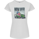 Mow Beer Funny Lawnmower Alcohol Gardening Womens Petite Cut T-Shirt White