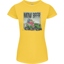 Mow Beer Funny Lawnmower Alcohol Gardening Womens Petite Cut T-Shirt Yellow