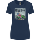 Mow Beer Funny Lawnmower Alcohol Gardening Womens Wider Cut T-Shirt Navy Blue