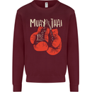 Muay Thai Boxing Gloves MMA Kids Sweatshirt Jumper Maroon