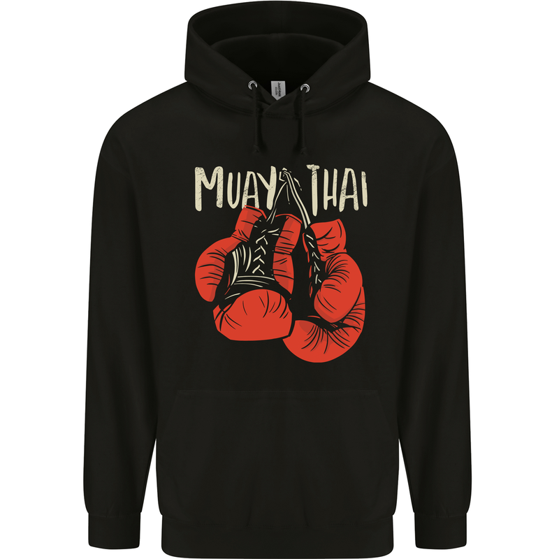 Muay Thai Boxing Gloves MMA Mens 80% Cotton Hoodie Black