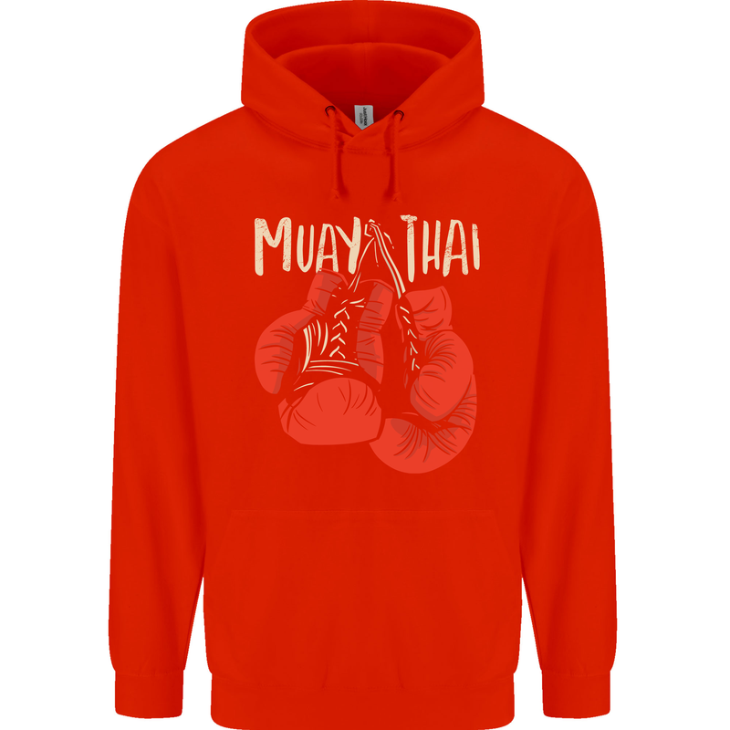 Muay Thai Boxing Gloves MMA Mens 80% Cotton Hoodie Bright Red