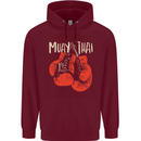 Muay Thai Boxing Gloves MMA Mens 80% Cotton Hoodie Maroon