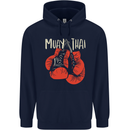 Muay Thai Boxing Gloves MMA Mens 80% Cotton Hoodie Navy Blue