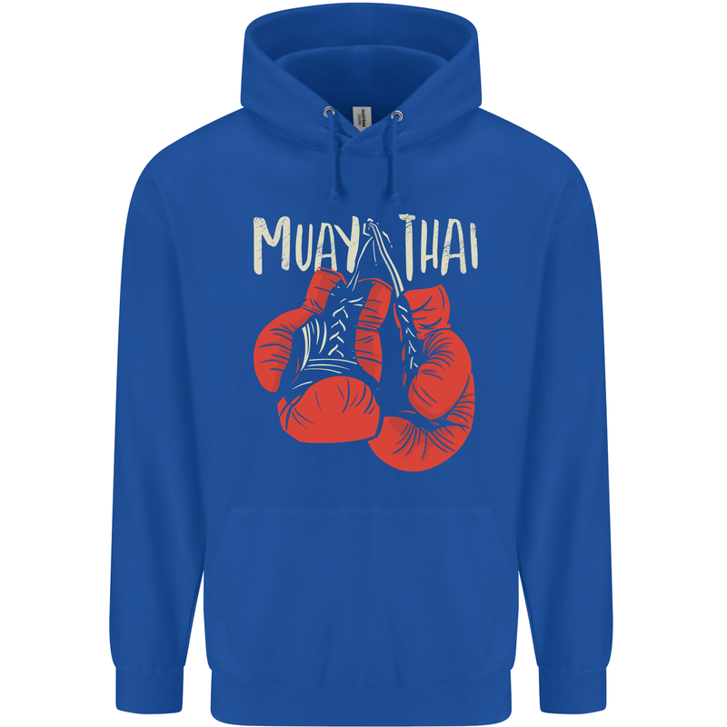 Muay Thai Boxing Gloves MMA Mens 80% Cotton Hoodie Royal Blue