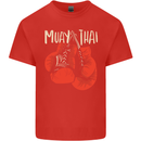 Muay Thai Boxing Gloves MMA Mens Cotton T-Shirt Tee Top Red