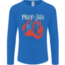 Muay Thai Boxing Gloves MMA Mens Long Sleeve T-Shirt Royal Blue