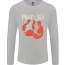 Muay Thai Boxing Gloves MMA Mens Long Sleeve T-Shirt Sports Grey