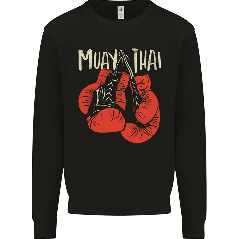 Muay Thai Boxing Gloves MMA Mens Sweatshirt Jumper Black