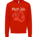 Muay Thai Boxing Gloves MMA Mens Sweatshirt Jumper Bright Red