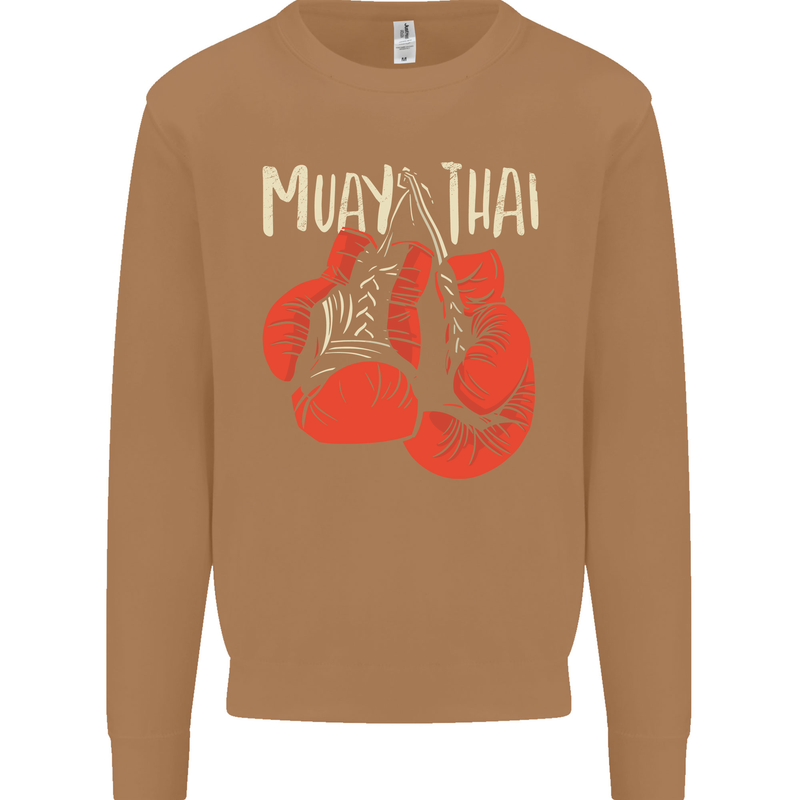 Muay Thai Boxing Gloves MMA Mens Sweatshirt Jumper Caramel Latte