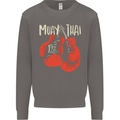 Muay Thai Boxing Gloves MMA Mens Sweatshirt Jumper Charcoal