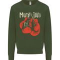 Muay Thai Boxing Gloves MMA Mens Sweatshirt Jumper Forest Green