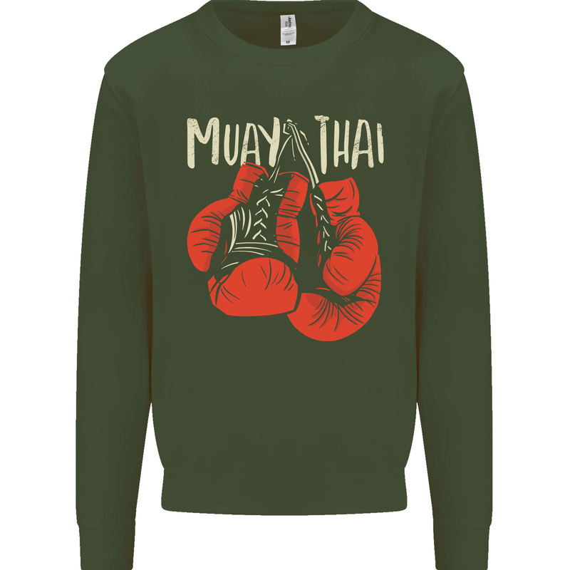 Muay Thai Boxing Gloves MMA Mens Sweatshirt Jumper Forest Green