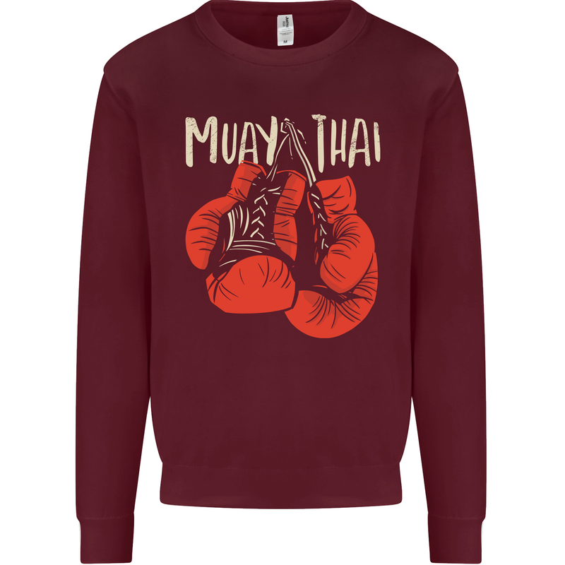 Muay Thai Boxing Gloves MMA Mens Sweatshirt Jumper Maroon