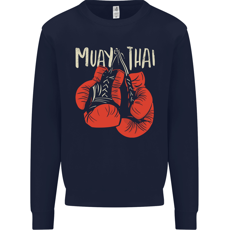 Muay Thai Boxing Gloves MMA Mens Sweatshirt Jumper Navy Blue